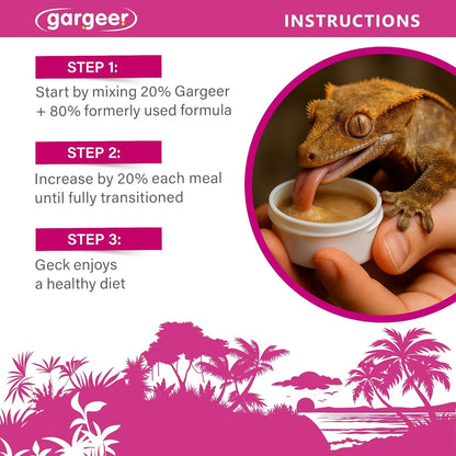 Gargeer 'Picky Geck' Growth - Premium Crested Gecko Food | High-Protein Formula for Bone & Muscle Support