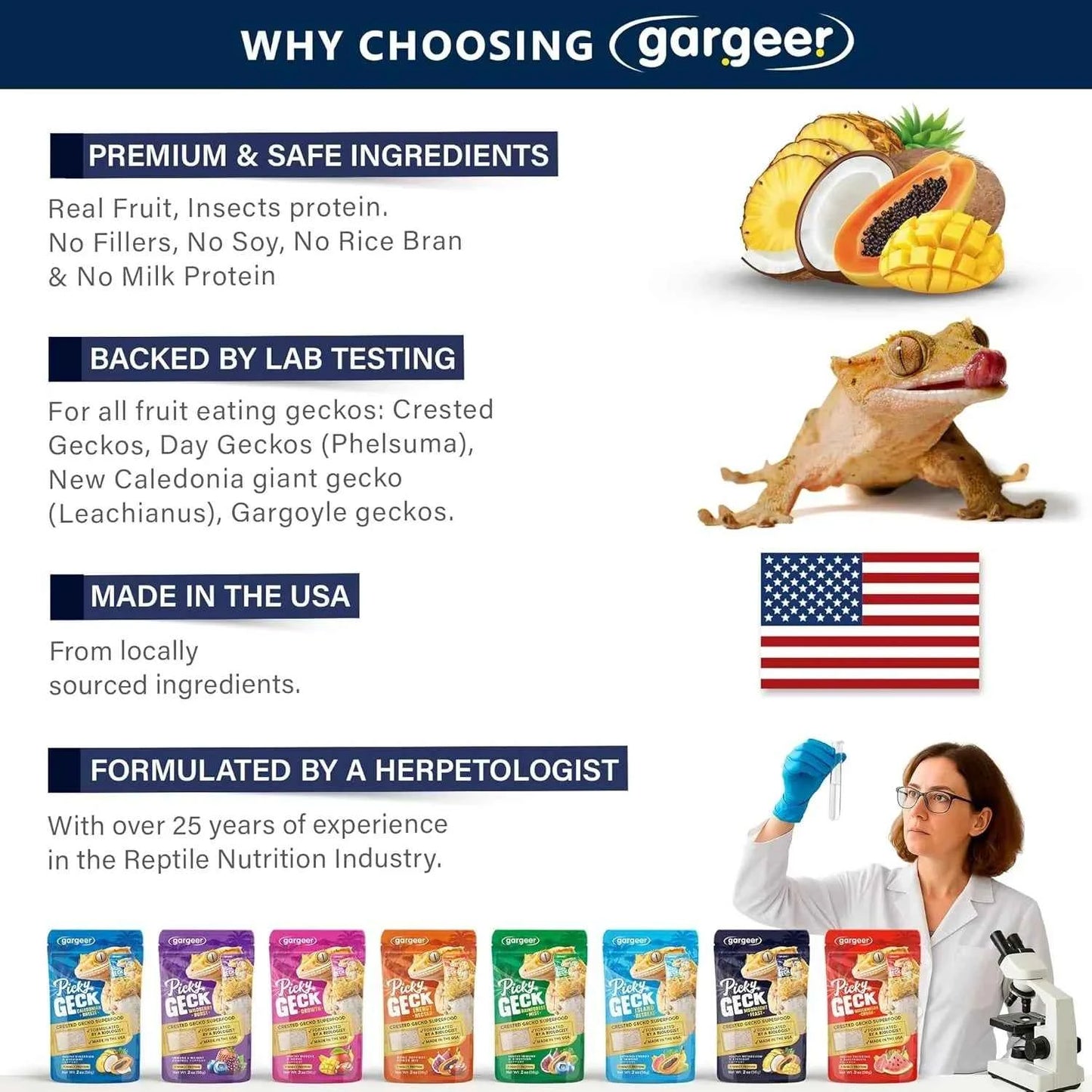 Gargeer 'Picky Geck' Moonlight Feast - Premium Crested Gecko Food | Vision & Metabolism Support
