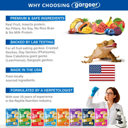 Gargeer 'Picky Geck' Discovery Kit | 8 Sachet Flavors to Test and Enjoy | Real Fruit & Insect Protein | No Fillers - Only Premium Ingredients
