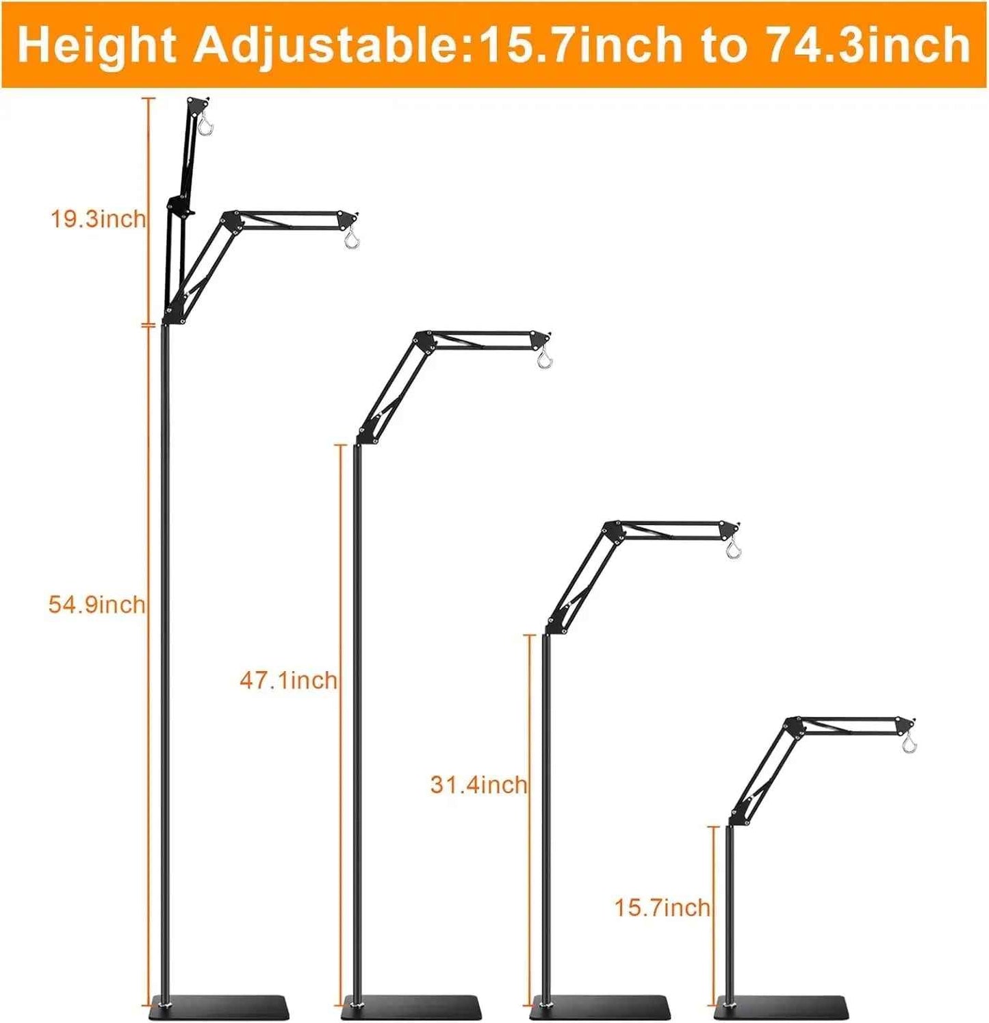 Reptile Lamp Stand w/ Adjustable Height & Swing Arm – Heat Lamp Holder
