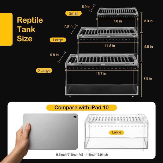 Reptile PC Terrarium Starter Kit Enclosure for Tarantulas, Reptiles & Insects