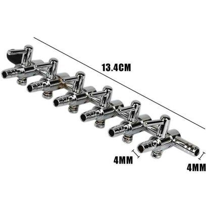 Fish Tank Oxygen Pipe Stainless Steel Distributor Oxygen Regulating Valve, Specification: Six Heads