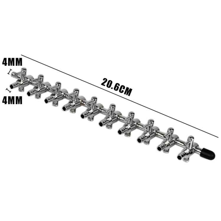Fish Tank Oxygen Pipe Stainless Steel Distributor Oxygen Regulating Valve, Specification: Ten Heads