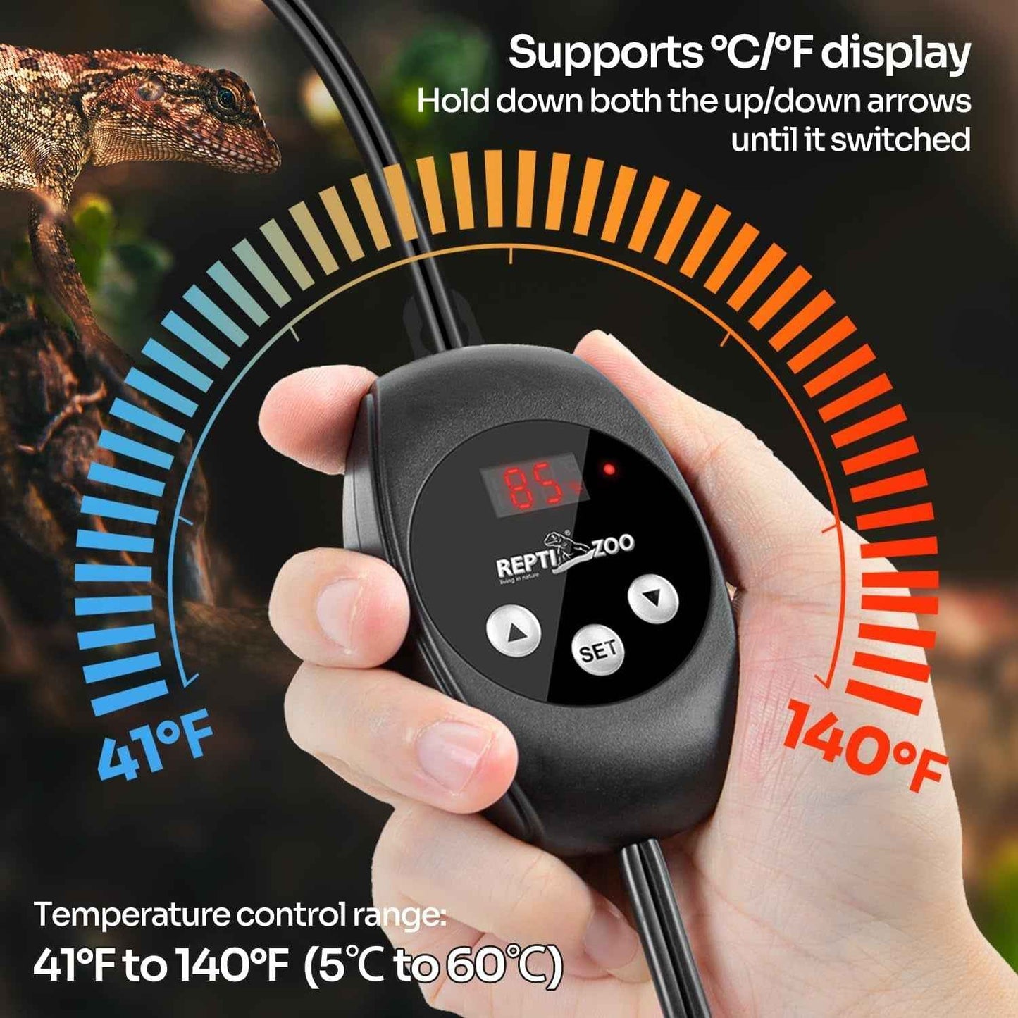 Reptile Thermostat PID Dimming Controller Digital Heat Lamp Temp Control 300W