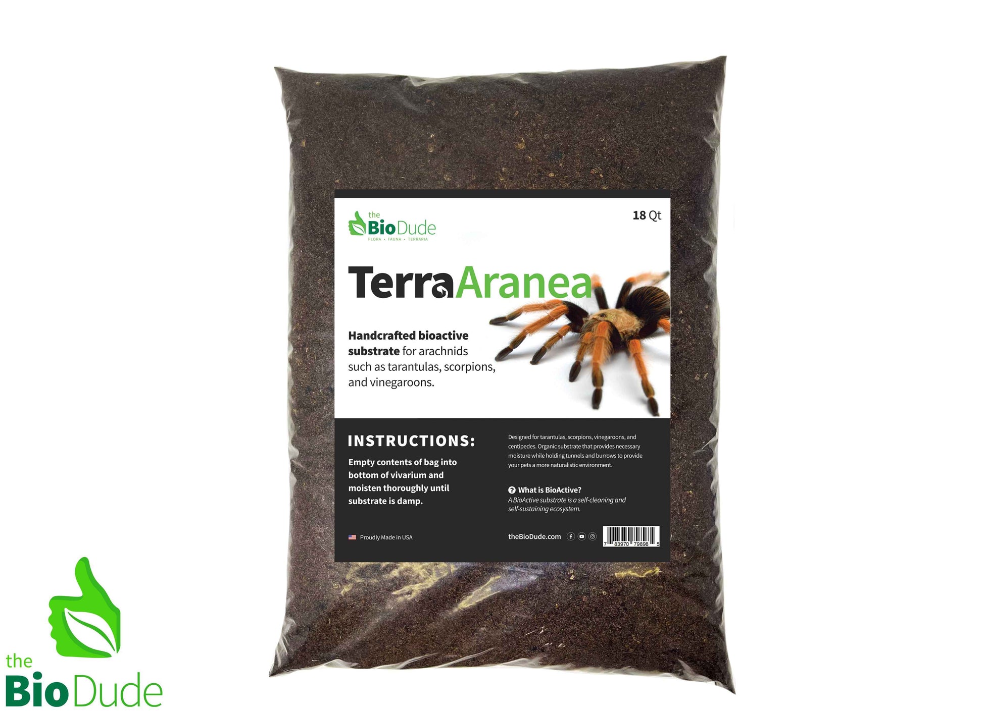 The Bio Dude - Terra Aranea Substrate for Tarantulas 18 qt bag -The Ultimate Invert Substrate - DS