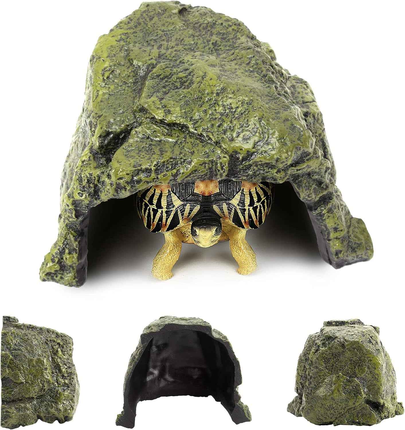 Reptile Rock Hide Cave Natural Resin Habitat for Lizards Turtles Fish