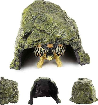 Reptile Rock Hide Cave Natural Resin Habitat for Lizards Turtles Fish