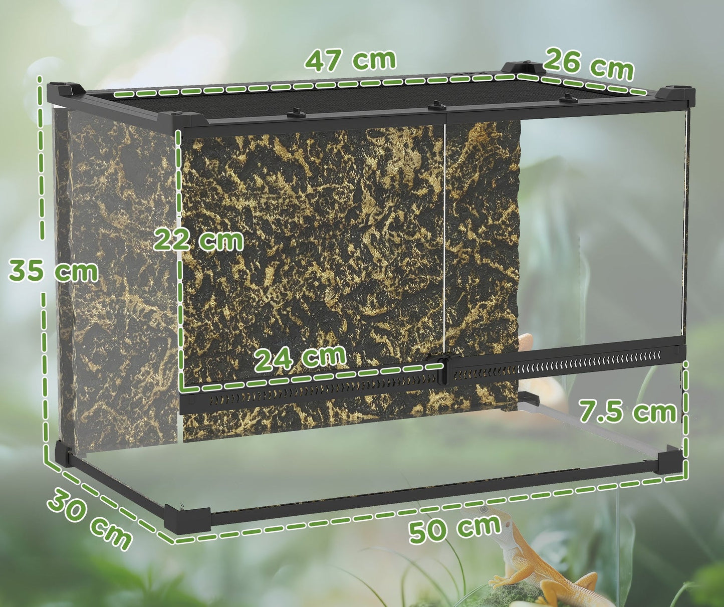 48L (12.6 Gallon) Vivarium with Rock Background