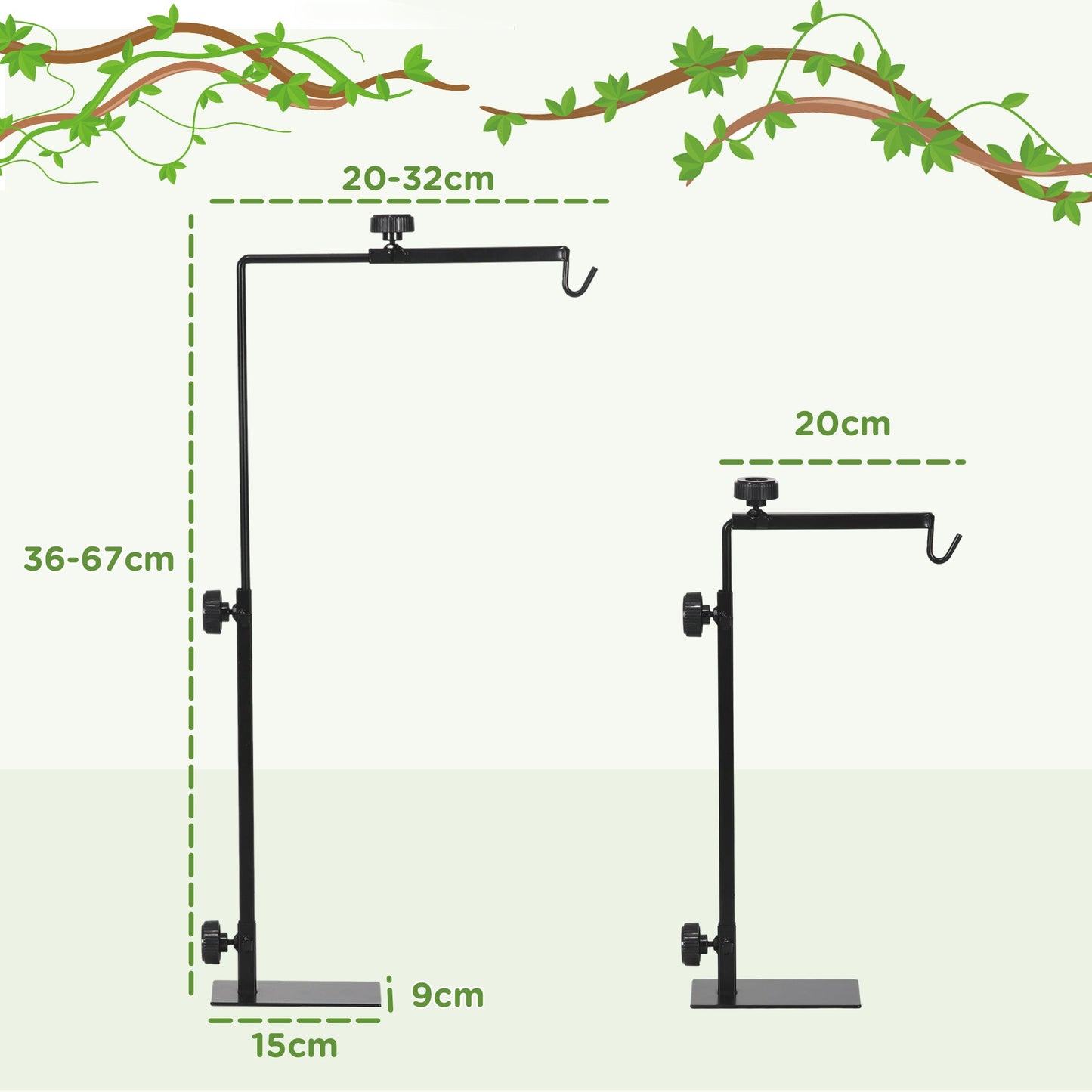 Adjustable Heavy-Duty Metal Reptile Lamp Stand